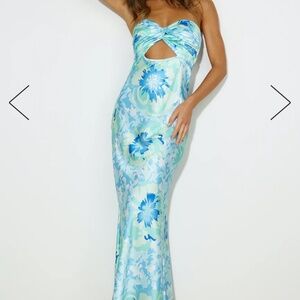 Blue silk maxi dress